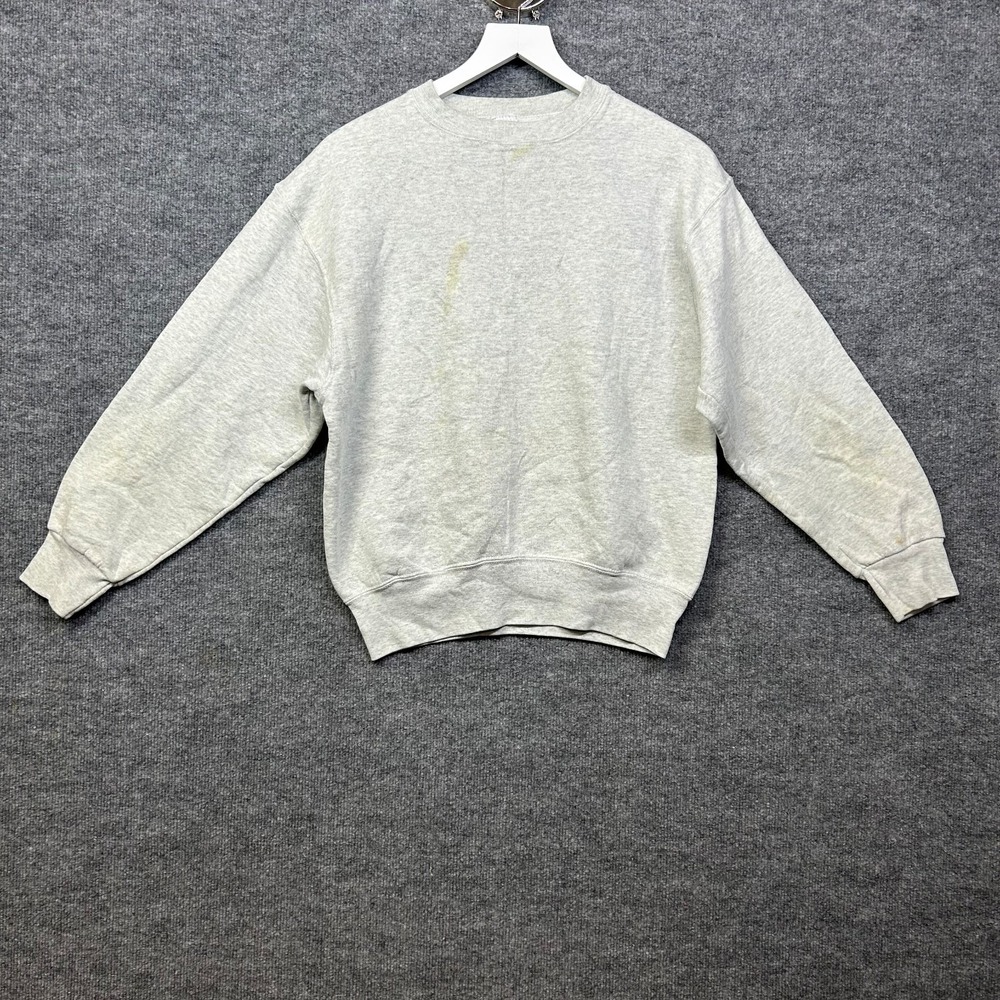 Vintage 90s Men's Sweatshirt Heather Gray Fleece Crew Neck USA Made - Medium